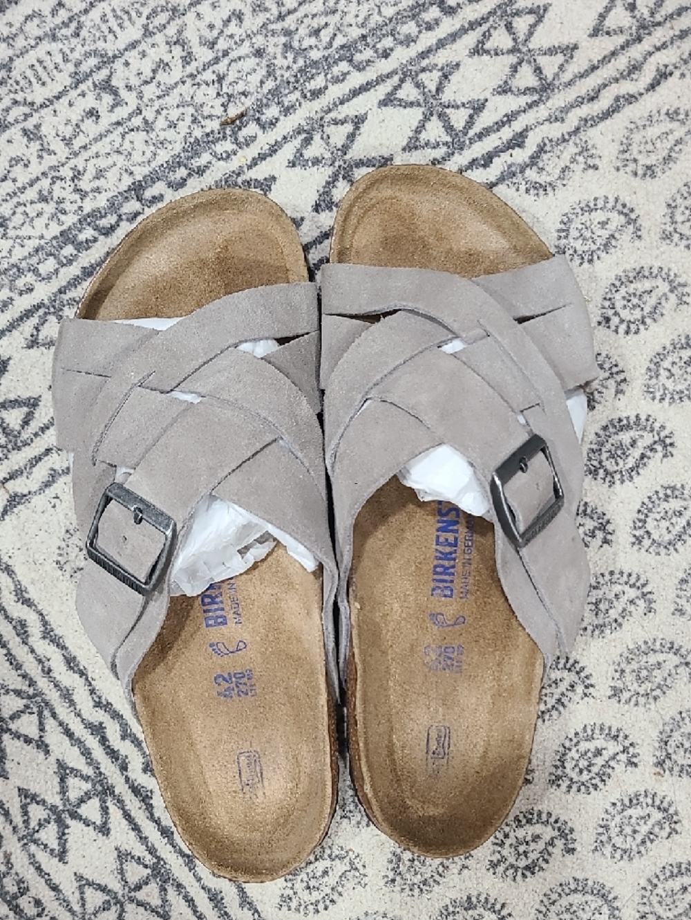 Birkenstock Men's Taupe Crisscross Suede Slide Sandals. **Lightly used!! - Picture 4 of 7